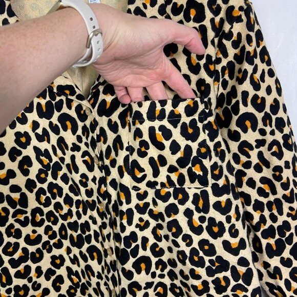 Nordstrom Leopard Print Cotton Flannel Pajama Dress Nightshirt Size Small 2021 - Picture 6 of 13